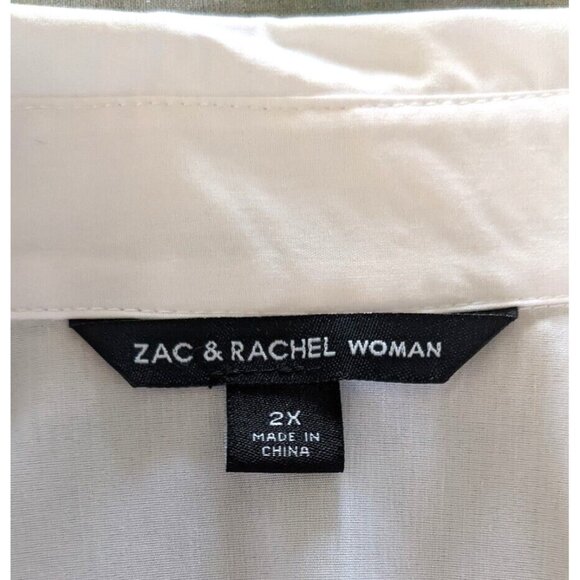 Zac &Rachel Woman Shirt White Peplum Lond Sleeves Button Up Cotton Blend Size 2X - Picture 9 of 11